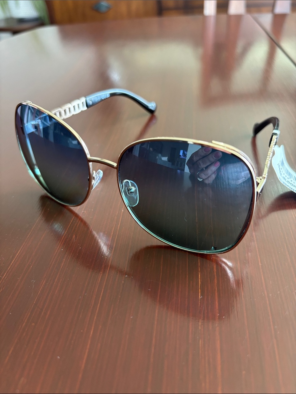 Jessica Simpson 100% UV protection blue/green gradient lens,gold butterfly frame